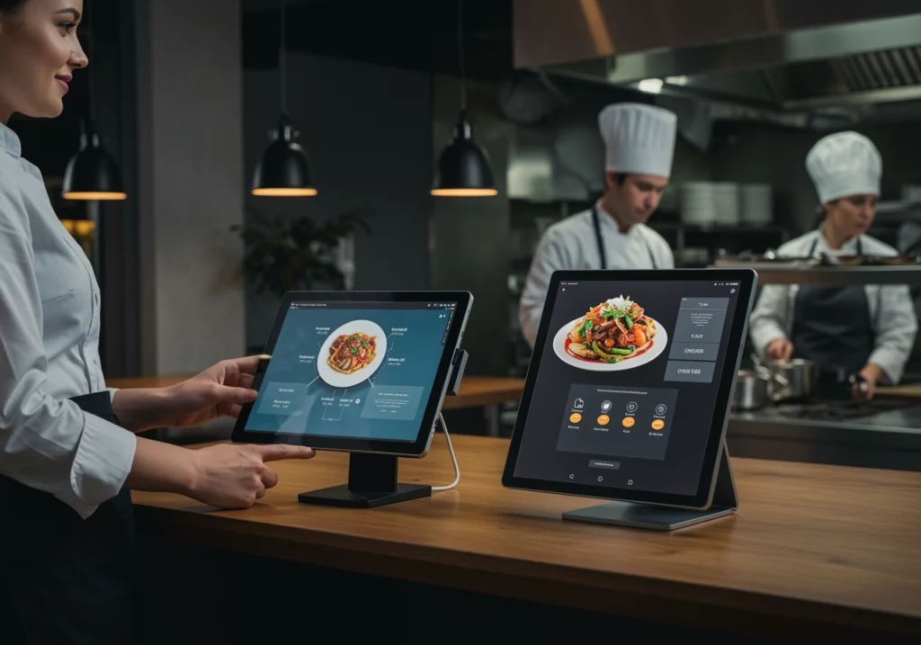 modern restaurant scene where a waiter modern restaurant scene where a waiter